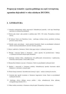 Tematy maturalne z języka polskiego w roku szkolnym 2014/2015