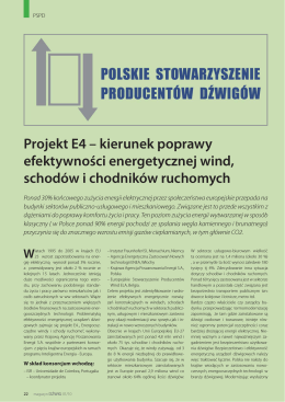 Projekt E4 – kierunek poprawy efektywności energetycznej wind