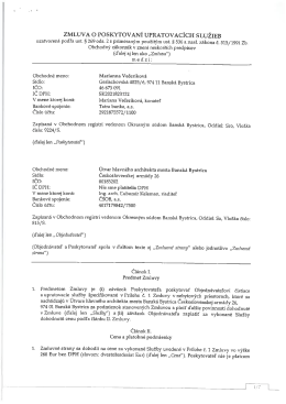 zMLUvA 0 POSKYTOVANÍ UPRATOVACÍCH SLUŽIEB