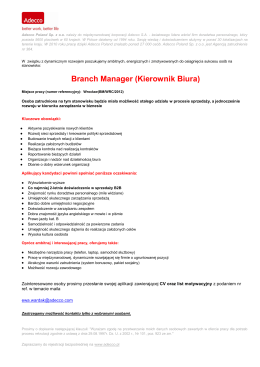 Branch Manager (Kierownik Biura)
