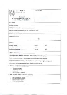 Žiadosť o posúdenie odkázanosti na sociálnu službu