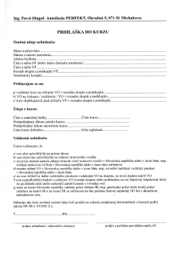 Prihláška do kurzu - Autoškola PERFEKT