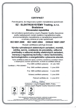 Certifik&aacute;t kvality