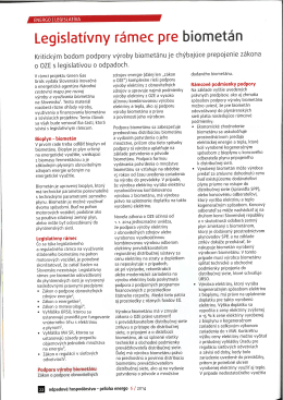 Legislatívny rámec pre biometán