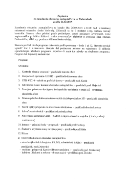 Zápisnica zo zasadnutia OZ dňa 26.2.2015