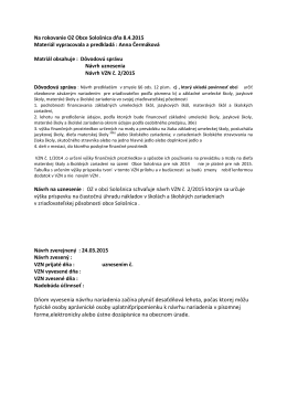 Na rokovanie OZ Obce Sološnica dňa 8.4.2015