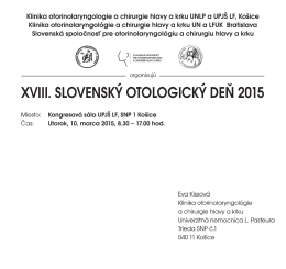 Pozvánka Otologický deň - Slovenská spoločnosť pre ORL a
