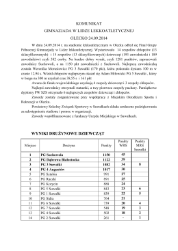 Komunikat końcowy biegu klas I