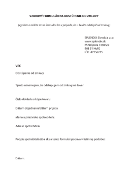 VZOROV&Yacute; FORMUL&Aacute;R NA ODST&Uacute;PENIE OD ZMLUVY
