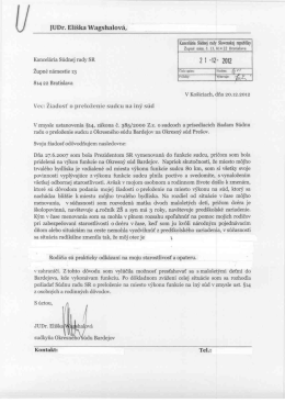 Žiadosť o preloženie - S&uacute;dna rada Slovenskej republiky