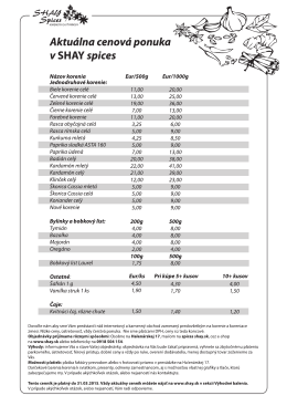 Aktuálna cenová ponuka v SHAY spices