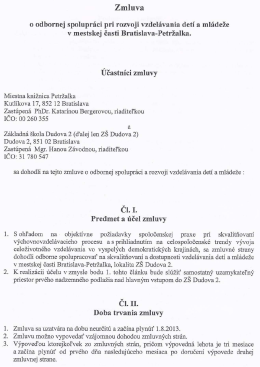 Zmluva o odbornej spolupráci vzdelávania detí a mládeže