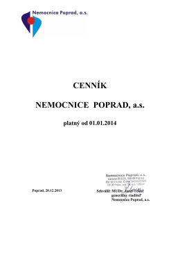 Cenník 2014 - Nemocnica Poprad, as