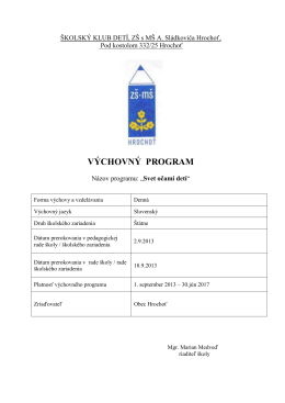 Výchovný program ŠKD 2013-2017