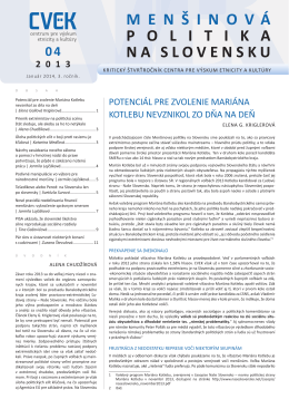 Menšinová politika na Slovensku 4/2013