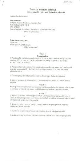 Zmluva o prenájme: pozemku