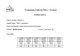 Gymnázium Ľudovíta Štúra v Trenčíne Učebné osnovy