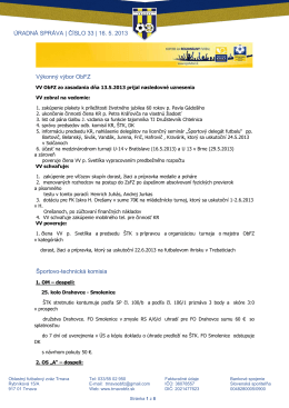 ÚRADNÁ SPRÁVA | ČÍSLO 33 - Oblastný futbalový zväz Trnava