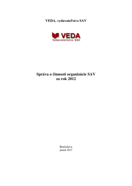 za rok 2012 - VEDA, vydavateľstvo SAV