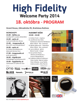 Welcome Party 2014 18. októbra - PROGRAM