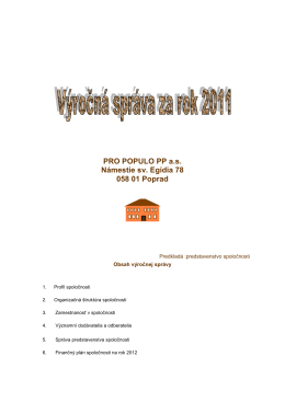 Výročná správa spoločnosti za rok 2011