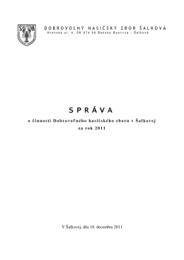 Správa o činnosti DHZ Šalková za rok 2011