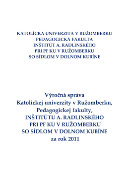 Výročná správa inštitútu za rok 2011