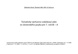 Tematický výchovno-vzdelávací plán zo slovenského jazyka pre 7