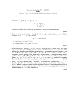 Teoretická informatika (TIN) – 2014/2015 ´Ukol 2 (max. zisk 5 bodu