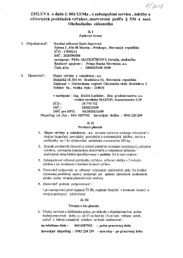 005/2013 (14.12.2012) Zmluva o dielo medzi SO&Scaron;D Martin