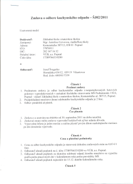 Zmluva o odbere kuchynského odpadu