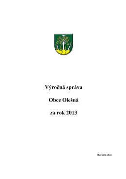 Výročná správa Obce Olešná za rok 2013