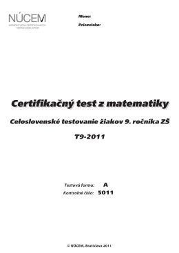 Certifikačný test z matematiky 3 A