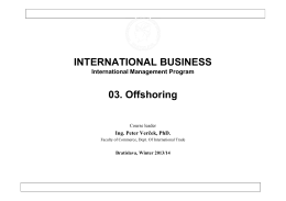 INTERNATIONAL BUSINESS 03. Offshoring