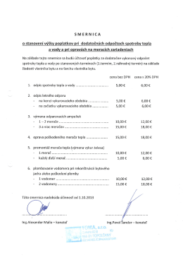 Cenník služieb - voda, teplo, opravy