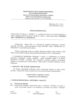Projekt 2000 MONDI SCP, a.s. Ružomberok