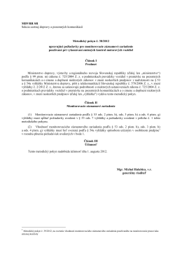 Metodický pokyn č. 38/2012 upravujúci požiadavky pre