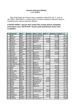 Zoznam daňových dlžníkov k 31.12.2013 Obec Svätý Peter ako