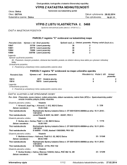 5468 VÝPIS Z LISTU VLASTNÍCTVA č. VÝPIS Z KATASTRA