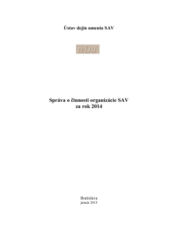 Annual report 2014 - Ústav dejín umenia SAV