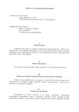 zMLUvA o UMELECKEJ ČINNOSTI