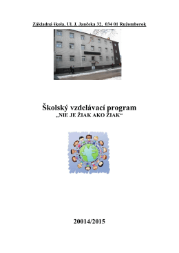 ŠKVP 2014/2015 ZŠ - Diagnostické centrum Ružomberok