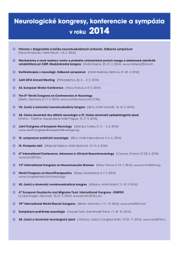 Neurologické kongresy, konferencie a sympózia v roku 2014