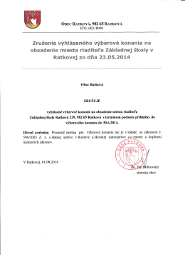 Zrušenie výberového konania - Riaditeľ Základnej