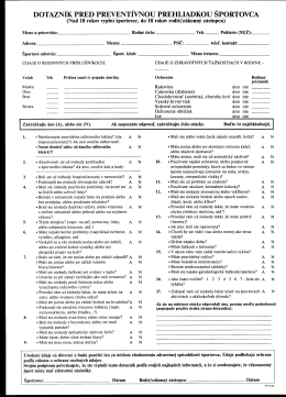 DOTAZN&Iacute;K PRED PREVENT&Iacute;VNOU PREHLIADKOU &Scaron;PORTOVCA