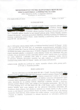 Uznesenie vyšetrovateľa PZ