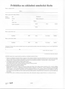 Prihl&aacute;&scaron;ka na z&aacute;kladn&uacute; umeleck&uacute; &scaron;kolu