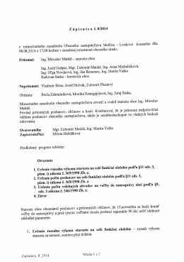 Zápisnica č.8/2014 z mimoriadneho zasadnutia Obecného