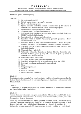 Zápisnica a uznesenie z 29.04.2013