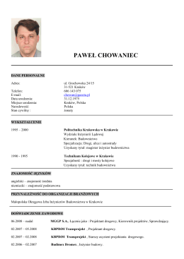 My CV - BIKTL Tomasz Latawiec